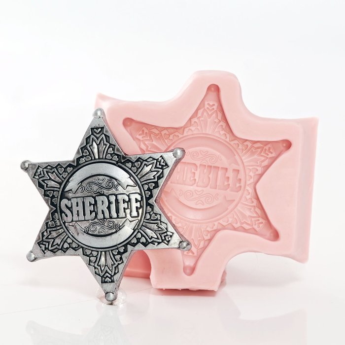 Silicone Sheriff Badge Mold Make Your Own Western Sheriff Badge out of Chocolate, Fondant, Candy, Resin, Clay,...