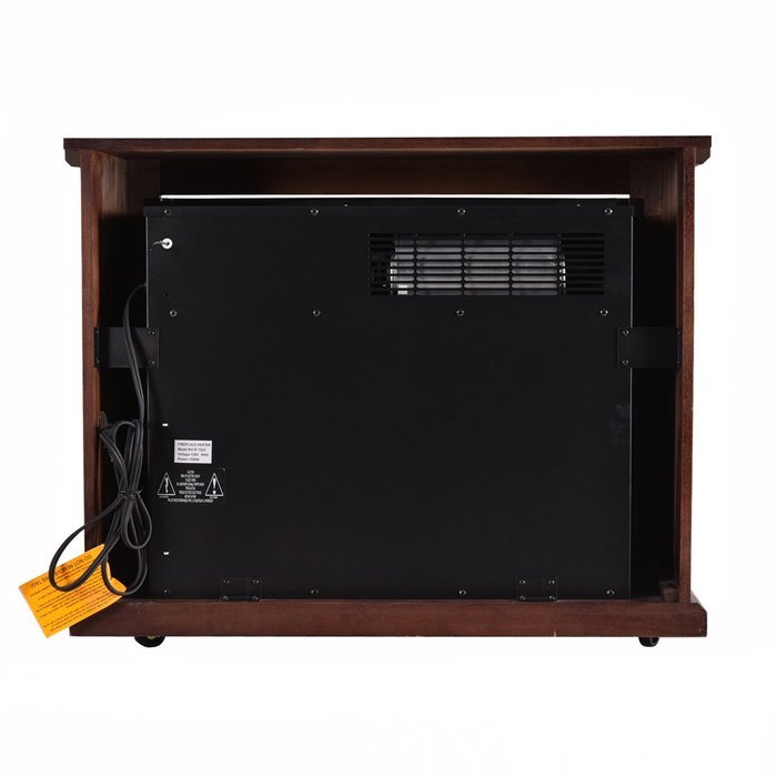 Giantex 28" Free Standing Electric Fireplace 1500W Glass View Log Flame Remote Home N3