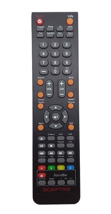 Brand New SCEPTRE TV DVD Soundbar Combo Remote for SCEPTRE TV DVD Soundbar E243BD-FHD E246BD-FHD E325 E245BD-FHDU...