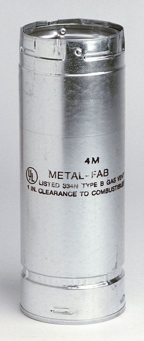Metal-Fab 4" x 24" Type B Double Wall Round Gas Vent Pipe UL Listed with SureLock Technology (#4M24)