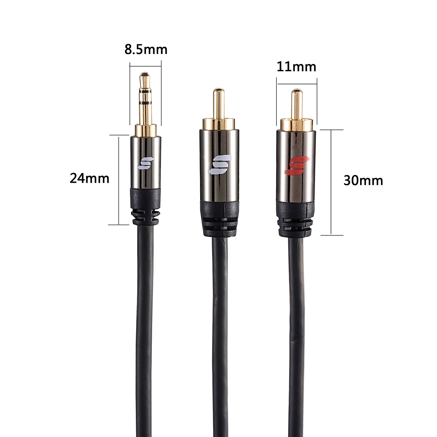 Sinseader 6.6ft 3.5mm to 2RCA Audio Auxiliary Stereo Y Splitter Cable ...