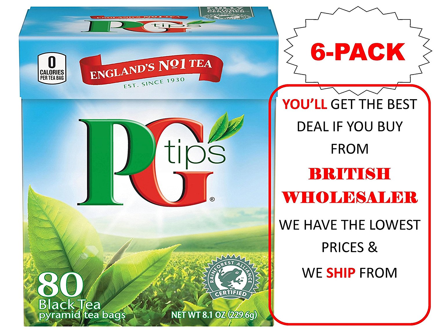 PG Tips Black Tea, Pyramid Tea Bags (80 Count X 6 Pack) N2 Free Image ...