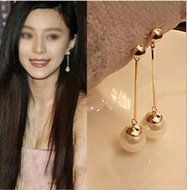 Crystal Rhinestone Long Pearl Dangle Drop Earrings Ear Studs Women's Jewelry N2