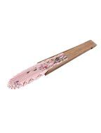 Bamboo Ribs Fabric Blooming Floral Pattern Folding Hand Fan Pink N2