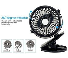 [New Generation] Findway Mini USB Fan 4-inch Vanes 3 Speeds Portable 18650 lithium-ion Rechargeable Battery or... N2