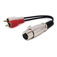 Yeworth 0.15m 6inch XLR Y Splitter Patch Cable, 1 XLR Male to 2 RCA Male Stereo Plug Adapter Cable N2