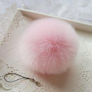 AutumnFall&reg; Rabbit Fur Ball Key Chains Mobile Phone Plug Backpack Bags Decorations (Pink) N9
