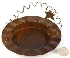 Rustic Tin Decorative Pan or Pie Pan with Decorative Scroll to and Primitive Star - Package of 4