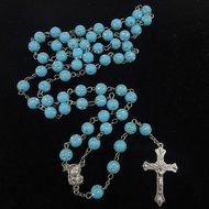 Unique Plastic Beads Rosary Muliticolor Catholic Necklace Cross