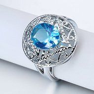Wholesale Jewelry Women Fashion Aquamarine 925 Silver Wedding Bridal Ring New (9) N2
