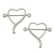 Ideal 2PCS Surgical Steel Love Heart Nipple Shield Bar Ring Body Piercing N2