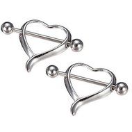 Ideal 2PCS Surgical Steel Love Heart Nipple Shield Bar Ring Body Piercing N3