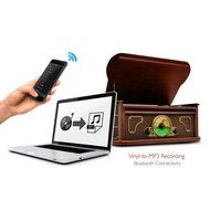 Pyle Bluetooth Turntable Record Player , Built-in CD &amp; Cassette Players, AM/FM Radio, Vinyl-to-MP3 Recording Brown... N10