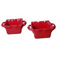 BIA Cordon Bleu Wavy 16-Ounce Square Bakers, Set of 2, Red