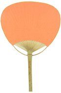 9" Orange Paddle Chinese Paper Hand Fan for Weddings