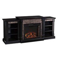 Southern Enterprises Gallatin Faux Stone Electric Fireplace in Black N4