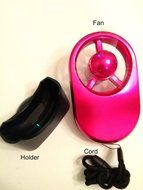 Isotoner Totes Brand Battery Operated Touch Personal Fan for Her! Fashionable Handheld with Stand! (Fuschia) N2