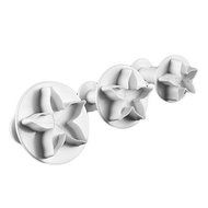 Sher Small Five-Petal-Flower Shape Cake and Cookie Cutter Mold with Plunger (3 Pieces)