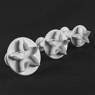 Sher Small Five-Petal-Flower Shape Cake and Cookie Cutter Mold with Plunger (3 Pieces) N2