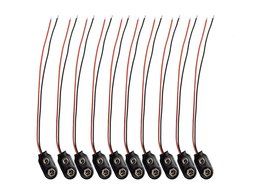 Hosyl I Type Faux Leather Shell 2 Wired 9V Battery Clip Connector 10 Pieces Pack