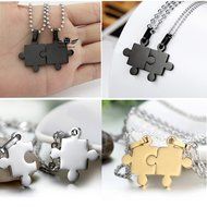 Couple necklace,Men,Women&#039;s 2PCS Stainless Steel Pendant Necklace Puzzle Valentine Adjustable for Lovers,Couples... N3