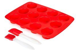 Chef&#039;s Star Silicone Pop Out Muffin and Cupcake Pan 12 Cup, Reusable, Non-Stick, Easy To Clean, Oven Dishwasher... N2