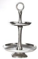 Home Essentials &amp; Beyond 75661 2-Tier Round Cake Stand, Aluminum Nickel - 18 in.