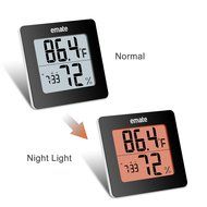 Sungwoo Humidity Monitor Indoor Room Thermometer with Snooze Alarm Clock and Back Lighting (Black) N2