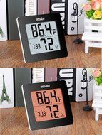 Sungwoo Humidity Monitor Indoor Room Thermometer with Snooze Alarm Clock and Back Lighting (Black) N3