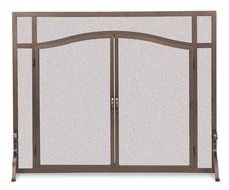 Flat Bronze Finish Fireplace Screen w Feet &amp; Doors (39 in. Width)