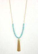 New Arrival Boho Turquoise Beads Gold Tassels Necklace Pendants Fashion Jewelry N3