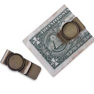 5pcs Stainless Steel money clip with 18mm round Bezel,Cash Holder,Silver Plated