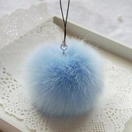 AutumnFall&reg; Rabbit Fur Ball Key Chains Mobile Phone Plug Backpack Bags Decorations (Pink) N19