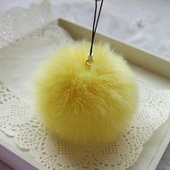 AutumnFall&reg; Rabbit Fur Ball Key Chains Mobile Phone Plug Backpack Bags Decorations (Pink) N22