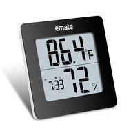 Sungwoo Humidity Monitor Indoor Room Thermometer with Snooze Alarm Clock and Back Lighting (Black) N4