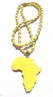 Africa American pride Hand made resin Yellow African Map style Pendant Necklace chain beads