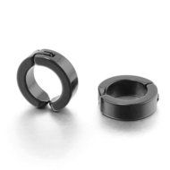 Hot 1 Pair Men Stainless Steel Non-Piercing Clip On Ear Stud Cuff Hoop Earrings (siller)