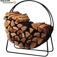 40&quot; Traditional Circular Firewood Rack Indoor Classic, Round Tubular Steel Log Hoop Design, Use This Fireplace... N3