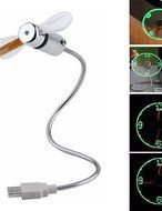 LBLI Mini USB Flexible Time Clock Fan with LED Light for PC/Laptop/Power Bank/USB Charger JIAJU-YONGPING #0654