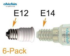 ChiChinLighting?6-Pack White E12 to E14 Adaptor, Convert European E14 Bases to USA E12 Candelabra Base by ChiChin...