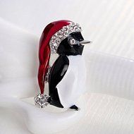 2016 Christmas Santa Claus Deer Bell Gold Tone Brooch Pin Women Men Xmas Gift (birds) N5