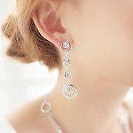 New Women Lady Elegant Crystal Rhinestone Hoop Dangle Ear Stud Earrings N4