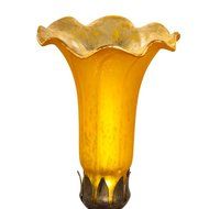 River of Goods 1000J Hand Blown Mercury Glass Replacement Lily Shade, Green/Amber N13