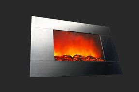 Golden Vantage GV-510GL 35" Modern Stainless Panel Electric Fireplace Heater Wall Mount with Remote Control N7