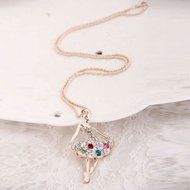 Women Exquisite Ballet Girl long necklace color crystal Sweater Chain Pretty N2