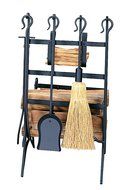 UniFlame Black Log and Kindling Rack with Fire Tools