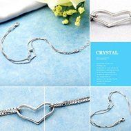 New Silver Plated Heart Love Bracelet Silver Chain Lady Women Jewelry Gift 1PC N6