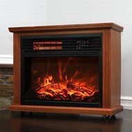 Gracelvoe Large Room Electric Quartz Infrared Fireplace Heater Deluxe Mantel Oak / Walnut (Dark Walnut) N18