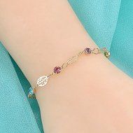 Women Chic Simple Retro Women Jewelry Rhinestone Leaf Chain Bracelet Bangle NEW N6