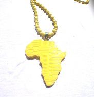 Africa American pride Hand made resin Yellow African Map style Pendant Necklace chain beads N3